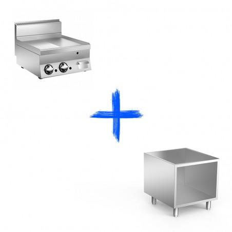 Fry-Top GAS Piastra Mista 1/3 Rigata 2/3 Liscia 80 sr600 MARENO